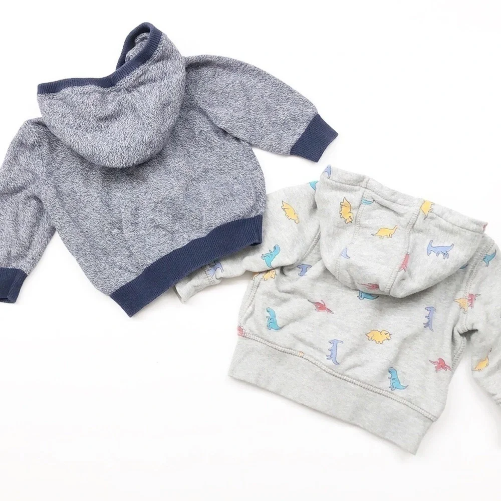 Baby GAP bear and dinosaur print zip up baby jackets with hood set